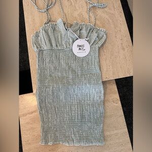 Princess Polly green gingham smocked summer dress